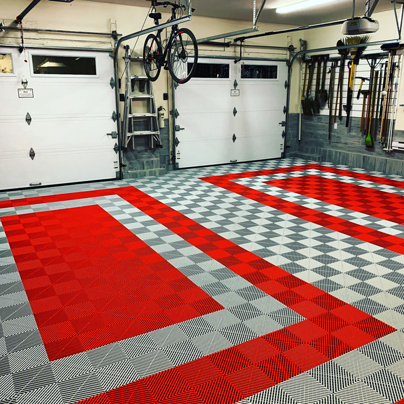 Cartrax Rib Garage Floor Tiles Box Of, Red And Black Garage Floor Tiles
